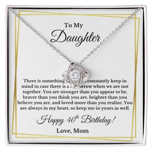 Daughter's 40th Birthday Necklace Gift With Message Card Love Mom