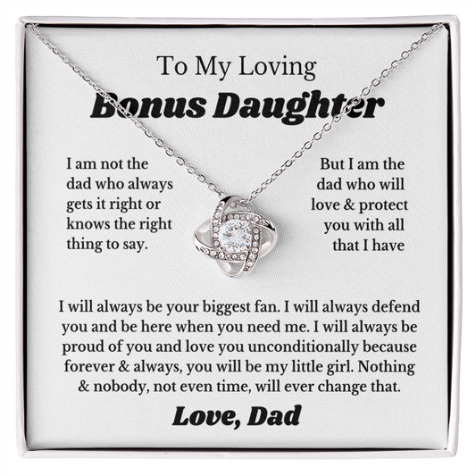 To My Bonus Daughter Necklace Gift From Dad, Stepdaughter Jewelry