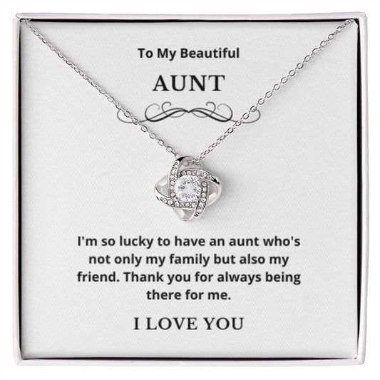 Love Knot To My Aunt Jewelry, Aunt Necklace Gift, Cousin Gift, Family Jewelry, Message Card Gift, For Aunt, Aunt Birthday