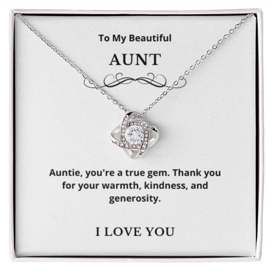 Love Knot To My Aunt Jewelry, Aunt Necklace Gift, Cousin Gift, Family Jewelry, Message Card Gift, For Aunt, Aunt Birthday