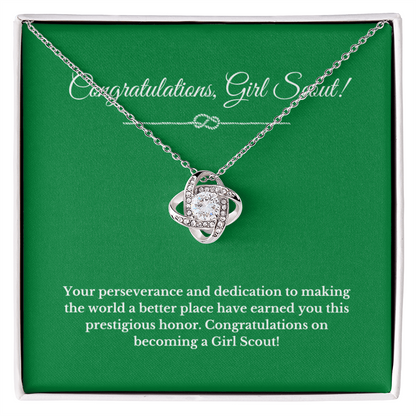 Love Knot Scout Gift Necklace, Jewelry, Leader Gift Gold Award