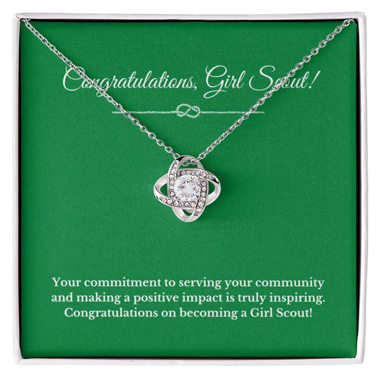Love Knot Girl Scout Gift, Girl Scout Necklace, Girl Scout Gifts, Girl Scout Jewelry, Girl Scout Leader Gift, Girl Scout Gold Award Gift, Gold Award