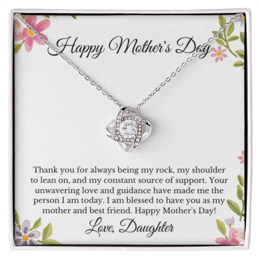 Love Knot, To Mom From Daughter Message Card Necklace, Mom Birthday Jewelry To Mom From Daughter Gifts, Mom Mother's Day Gifts From Daughter