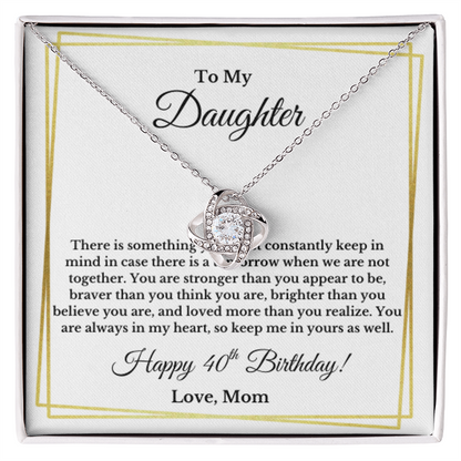 Daughter's 40th Birthday Necklace Gift With Message Card Love Mom