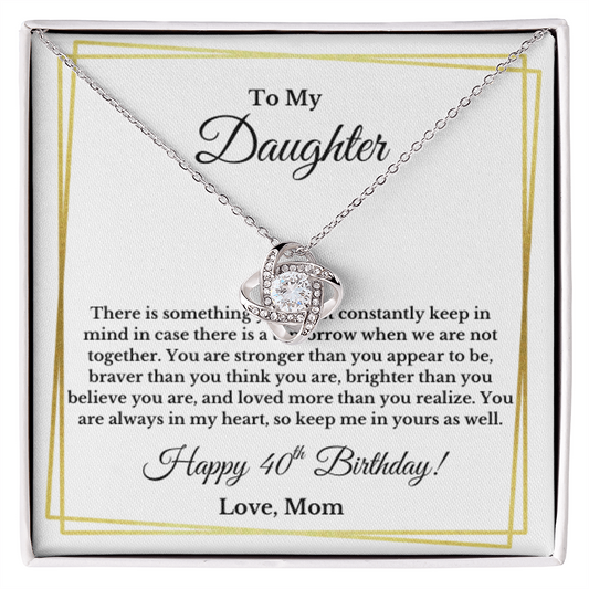 Daughter's 40th Birthday Necklace Gift With Message Card Love Mom