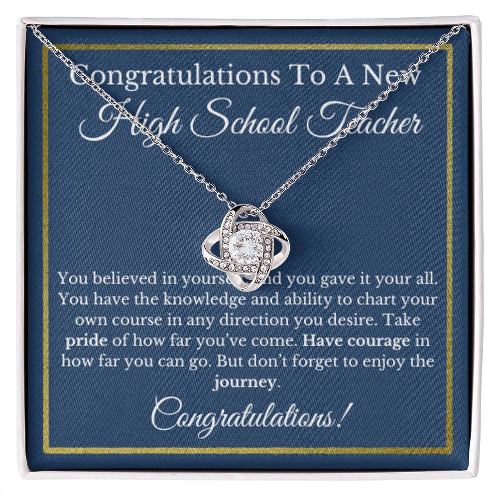 High School Teacher Necklace, Graduation Gift for Teacher, Stylish Jewelry for Future High School Educator, Class of 2025 Teacher