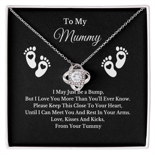 Baby Bump Necklace for Mum, Silver Pendant with Message Card, Gift for Mummy