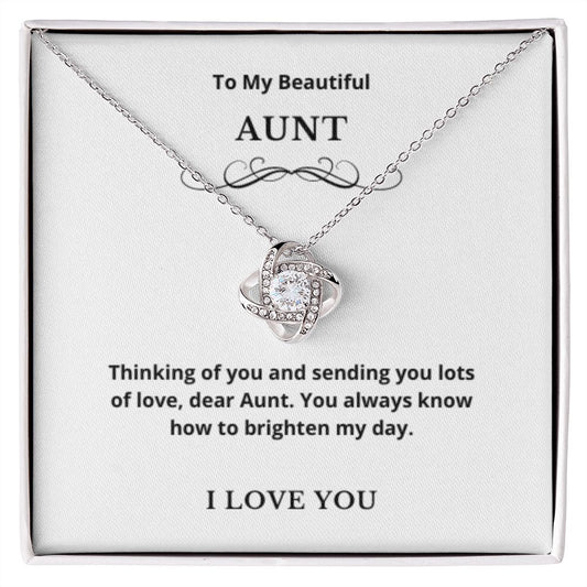 Love Knot To My Aunt Jewelry, Aunt Necklace Gift, Cousin Gift, Family Jewelry, Message Card Gift, For Aunt, Aunt Birthday