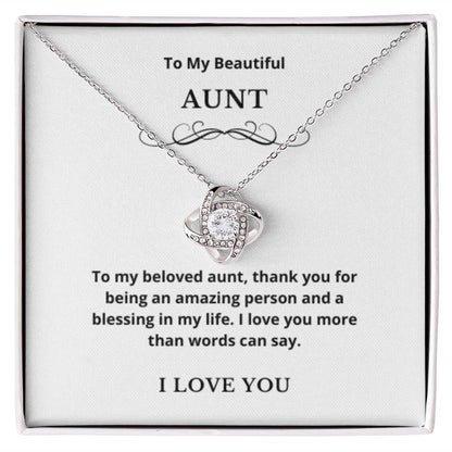 Love Knot To My Aunt Jewelry, Aunt Necklace Gift, Cousin Gift, Family Jewelry, Message Card Gift, For Aunt, Aunt Birthday