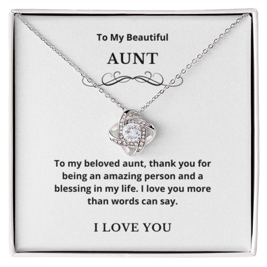 Love Knot To My Aunt Jewelry, Aunt Necklace Gift, Cousin Gift, Family Jewelry, Message Card Gift, For Aunt, Aunt Birthday