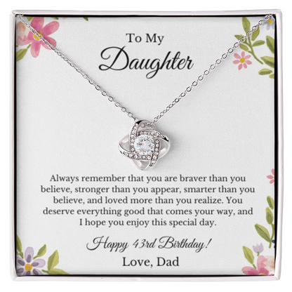 To Daughter 43rd Birthday Necklace Gift From Dad