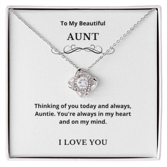 Love Knot To My Aunt Jewelry, Aunt Necklace Gift, Cousin Gift, Family Jewelry, Message Card Gift, For Aunt, Aunt Birthday