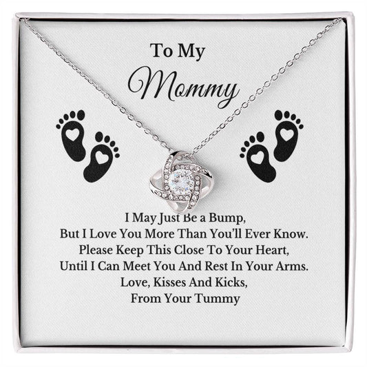 Baby Bump Necklace for Mom, Gold Silver Pendant Jewelry with Message Card, Gift for New Mommy