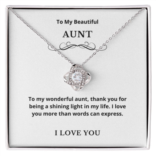 Love Knot To My Aunt Jewelry, Aunt Necklace Gift, Cousin Gift, Family Jewelry, Message Card Gift, For Aunt, Aunt Birthday
