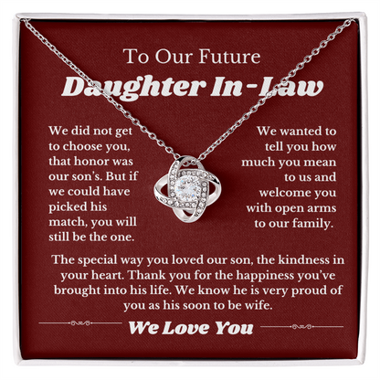 Future Daughter In Law Gift, Love Knot Necklace, Daughter In Law Into Family, Wedding Gift