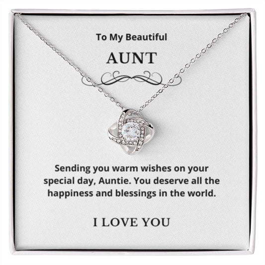 Love Knot To My Aunt Jewelry, Aunt Necklace Gift, Cousin Gift, Family Jewelry, Message Card Gift, For Aunt, Aunt Birthday