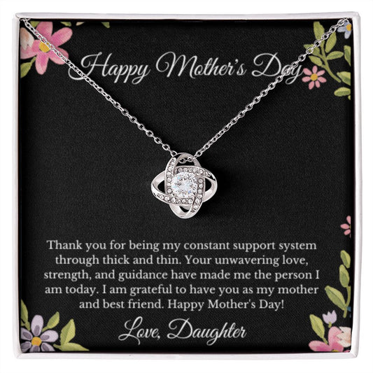 Love Knot, To Mom From Daughter Message Card Necklace, Mom Birthday Jewelry To Mom From Daughter Gifts, Mom Mother's Day Gifts From Daughter