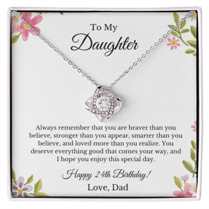 Daughter's 24th Birthday Love Knot Necklace From Dad