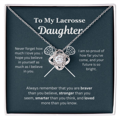 EllePendants To My Lacrosse Daughter Necklace, Father Daughter Necklace, Mother Daughter Necklace, Daughter Birthday, Heart Jewelry, Gold Jewelry, Love Knot, Message Card Necklace