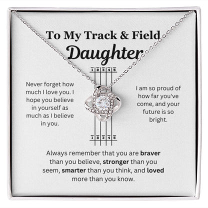 EllePendants To My Track and Field Daughter Necklace, Father Daughter Necklace, Mother Daughter Necklace, Daughter Birthday, Heart Jewelry, Gold Jewelry, Love Knot, Message Card Necklace