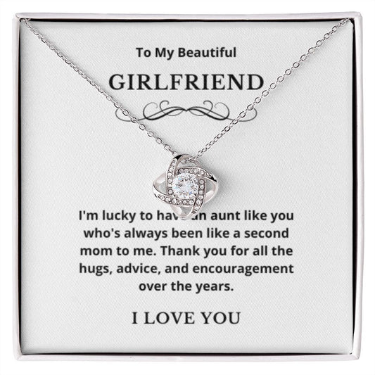 Love Knot To My Aunt Jewelry, Aunt Necklace Gift, Cousin Gift, Family Jewelry, Message Card Gift, For Aunt, Aunt Birthday