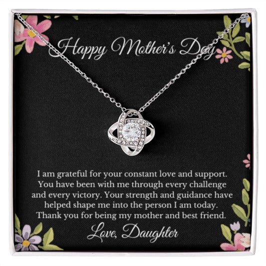 Love Knot, To Mom From Daughter Message Card Necklace, Mom Birthday Jewelry To Mom From Daughter Gifts, Mom Mother's Day Gifts From Daughter