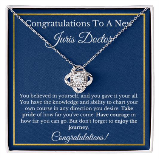 Love Knot Juris Doctor Message Card Jewelry Law School Necklace