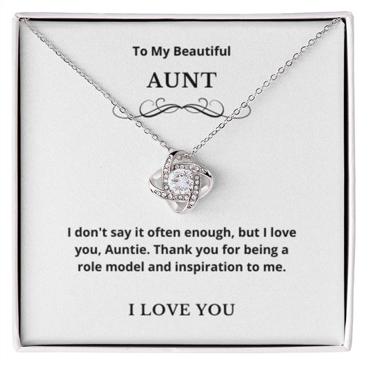 Love Knot To My Aunt Jewelry, Aunt Necklace Gift, Cousin Gift, Family Jewelry, Message Card Gift, For Aunt, Aunt Birthday