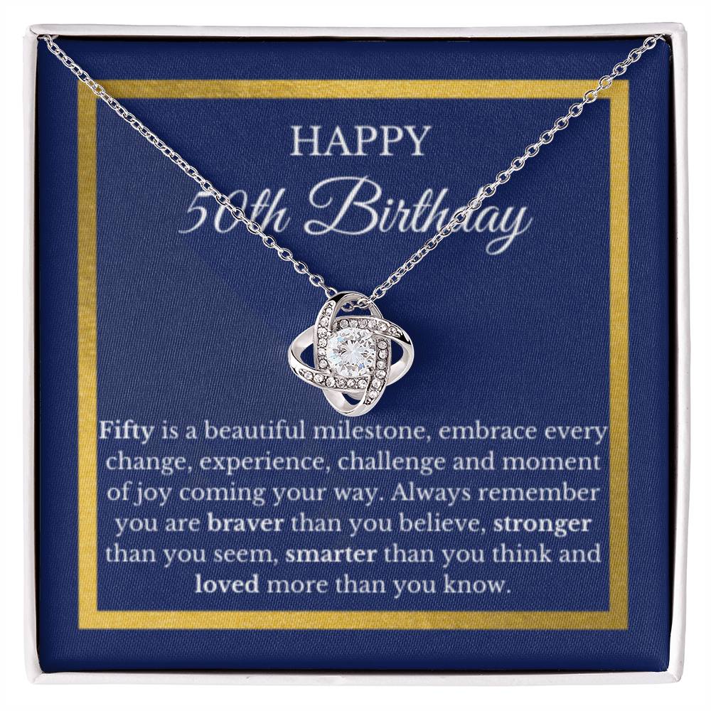 Fifty Birthday Necklace, Birthday Necklace, For Woman, Birthday Card, 50th