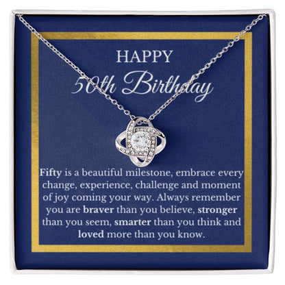 Fifty Birthday Necklace, Birthday Necklace, For Woman, Birthday Card, 50th