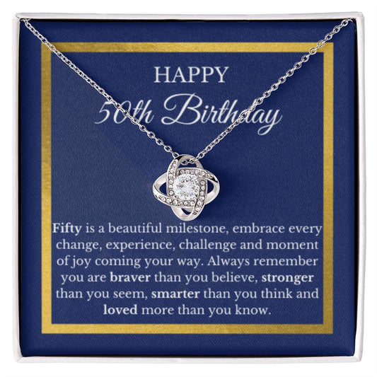 Fifty Birthday Necklace, Birthday Necklace, For Woman, Birthday Card, 50th