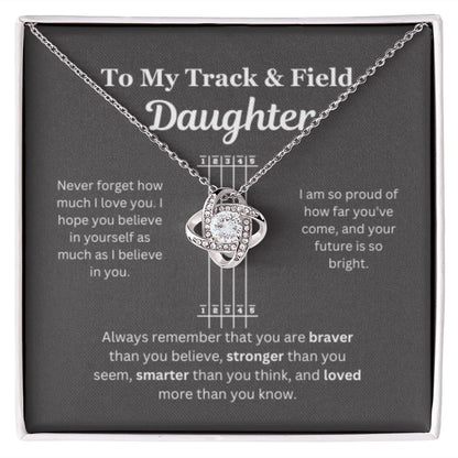 EllePendants To My Track and Field Daughter Necklace, Father Daughter Necklace, Mother Daughter Necklace, Daughter Birthday, Heart Jewelry, Gold Jewelry, Love Knot, Message Card Necklace