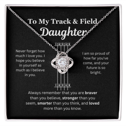 EllePendants To My Track and Field Daughter Necklace, Father Daughter Necklace, Mother Daughter Necklace, Daughter Birthday, Heart Jewelry, Gold Jewelry, Love Knot, Message Card Necklace