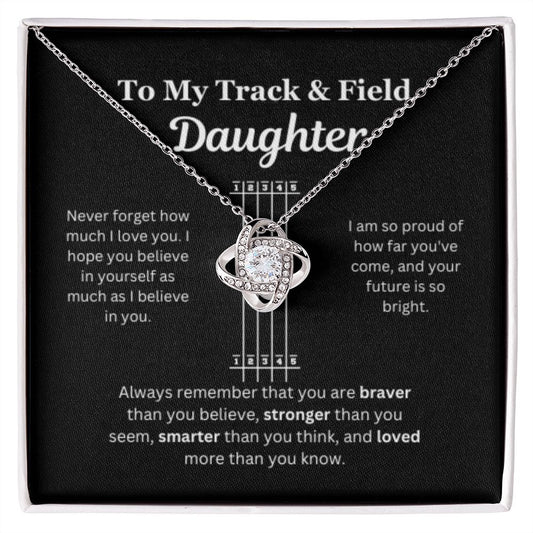 EllePendants To My Track and Field Daughter Necklace, Father Daughter Necklace, Mother Daughter Necklace, Daughter Birthday, Heart Jewelry, Gold Jewelry, Love Knot, Message Card Necklace