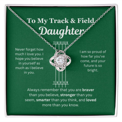 EllePendants To My Track and Field Daughter Necklace, Father Daughter Necklace, Mother Daughter Necklace, Daughter Birthday, Heart Jewelry, Gold Jewelry, Love Knot, Message Card Necklace