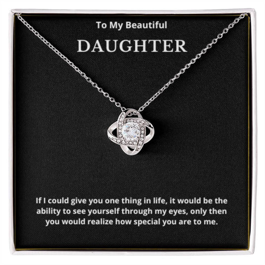 To My Beautiful Daughter Love Knot Necklace, Gift For Daughter From Mom, Daughter's Birthday, Daughter's Graduation, Daughter Jewelry