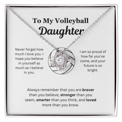 EllePendants To My Volleyball Daughter Necklace, Father Daughter Necklace, Mother Daughter Necklace, Daughter Birthday, Heart Jewelry, Gold Jewelry, Love Knot, Message Card Necklace
