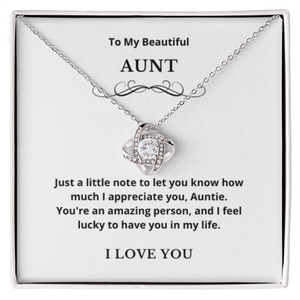 Love Knot To My Aunt Jewelry, Aunt Necklace Gift, Cousin Gift, Family Jewelry, Message Card Gift, For Aunt, Aunt Birthday