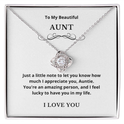Love Knot To My Aunt Jewelry, Aunt Necklace Gift, Cousin Gift, Family Jewelry, Message Card Gift, For Aunt, Aunt Birthday