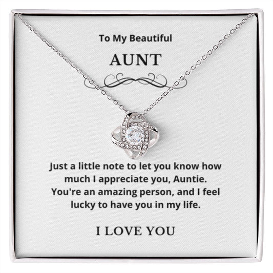 Love Knot To My Aunt Jewelry, Aunt Necklace Gift, Cousin Gift, Family Jewelry, Message Card Gift, For Aunt, Aunt Birthday