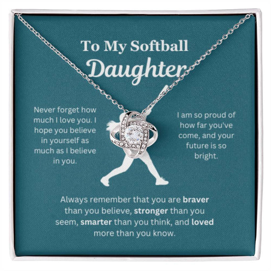 To My Softball Daughter Necklace, Father Daughter Necklace,