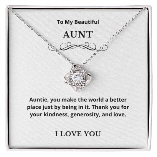 Love Knot To My Aunt Jewelry, Aunt Necklace Gift, Cousin Gift, Family Jewelry, Message Card Gift, For Aunt, Aunt Birthday