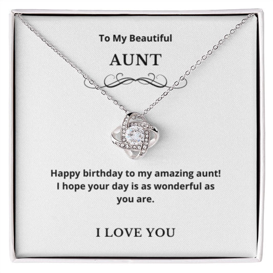 Love Knot To My Aunt Jewelry, Aunt Necklace Gift, Cousin Gift, Family Jewelry, Message Card Gift, For Aunt, Aunt Birthday