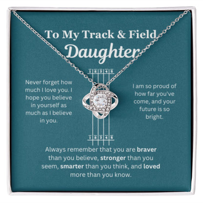 EllePendants To My Track and Field Daughter Necklace, Father Daughter Necklace, Mother Daughter Necklace, Daughter Birthday, Heart Jewelry, Gold Jewelry, Love Knot, Message Card Necklace
