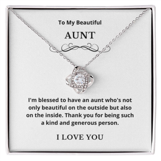 Love Knot To My Aunt Jewelry, Aunt Necklace Gift, Cousin Gift, Family Jewelry, Message Card Gift, For Aunt, Aunt Birthday
