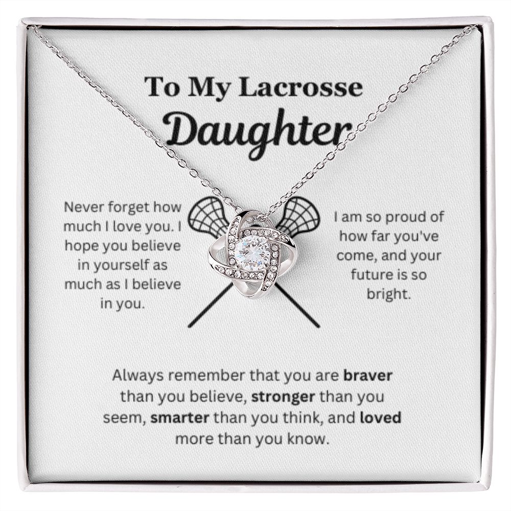 EllePendants To My Lacrosse Daughter Necklace, Father Daughter Necklace, Mother Daughter Necklace, Daughter Birthday, Heart Jewelry, Gold Jewelry, Love Knot, Message Card Necklace