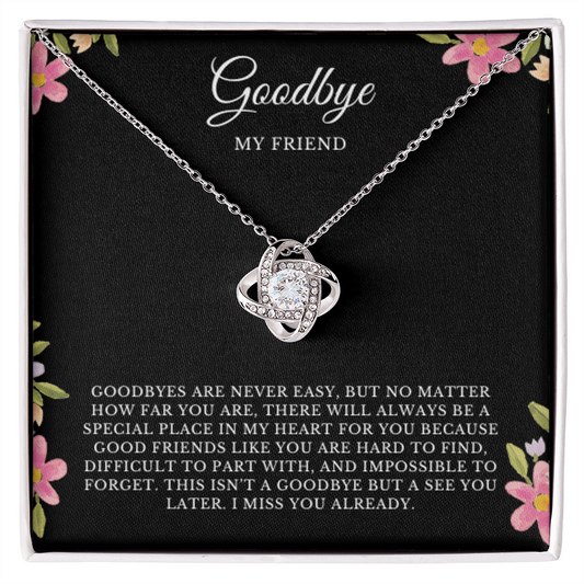 Love Knot Best Friend Going Away Necklace, Gift for Friend, Moving Away Gift ,Farewell