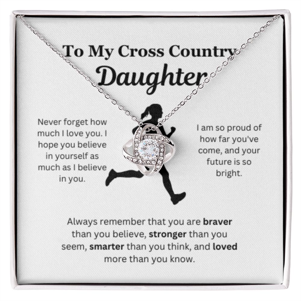 EllePendants To My Cross Country Daughter Necklace, Father Daughter Necklace, Mother Daughter Necklace, Daughter Birthday, Heart Jewelry, Gold Jewelry