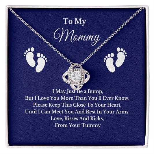 Baby Bump Necklace for Mom, Gold Silver Pendant Jewelry with Message Card, Gift for New Mommy