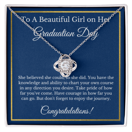 Love Knot Graduation Gift Necklace, Gold Diamond, for Her, High School, College Class of 2025